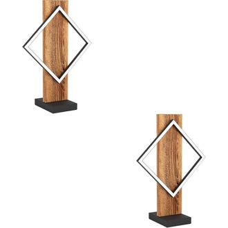 Loops 2 PACK Stylish Black & Brown Rustic LED Table Lamp for Home Decor