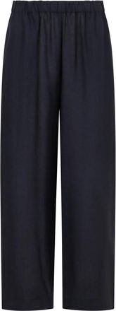 Fabiana Filippi Elastische Broek met Tailleband - Dames - Straight fit broeken - Blauw - L - Linnen - Broeken
