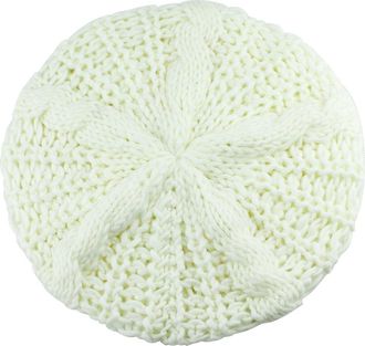 Bluelans Womens Lady Knitted Beret Braided Baggy Beanie Crochet Hat Ski Cap (White)