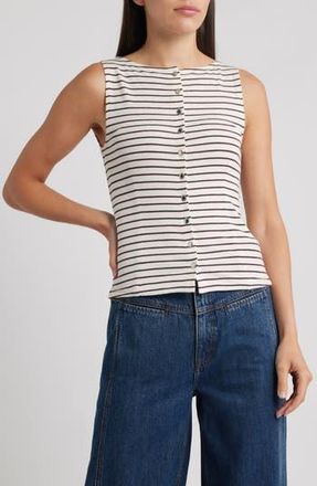 Rag & Bone The Knit Stripe Boat Neck Tank in Brown Stripe at Nordstrom Rack, Size Large
