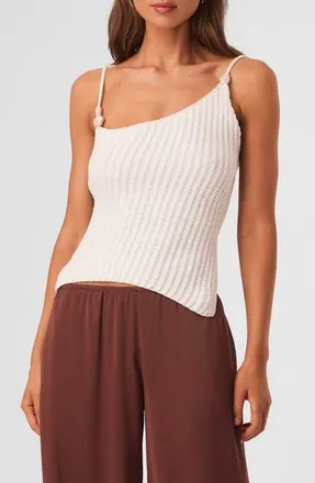 SNDYS Desi Open Back Asymmetric Ribbed Top in White at Nordstrom, Size X-Small