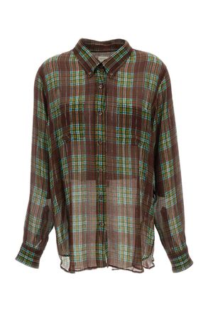 Dries Van Noten Multicolor Cheers Checked Cotton Metallic Shirt