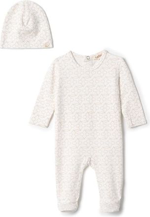 Lola Cherry Print Rib Romper with Hat in Off White at Nordstrom, Size 3M