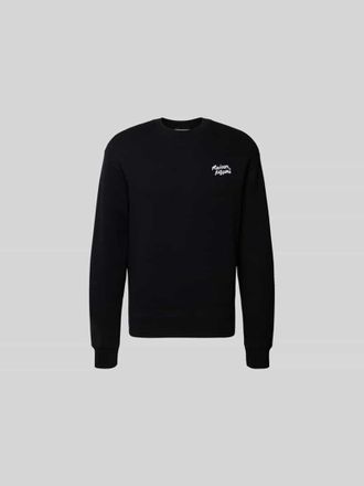 Maison Kitsun&eacute; Sweatshirt mit Label-Stitching in Black, Gr&ouml;&szlig;e XXL