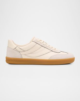Vince Mens Oasis Contrast-Edge Leather & Suede Low-Top Sneakers