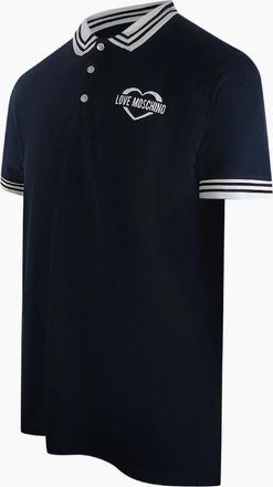 Love Moschino Mens Love Moschino Navy Blue Polo Shirt Small Heart Logo - Black - Size: 44
