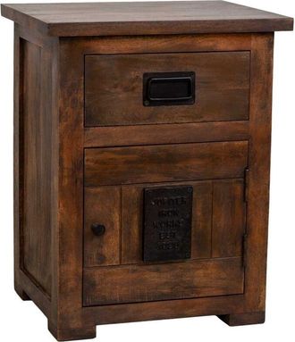 Wanderlust Deco Mesita De Madera Artesanal Marr&oacute;n 51x40x64h Cm