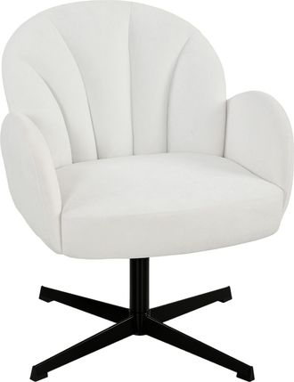 HOMCOM Homcom Sill&oacute;n De Sal&oacute;n Giratorio, Butaca De Sal&oacute;n Tapizada En Terciopelo Con Respaldo En Forma De Concha, Coj&iacute;n Con Resortes, Base Cruzada, Crema
