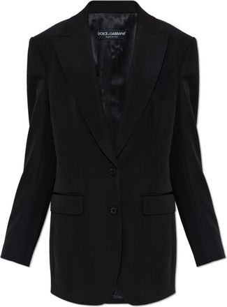 Dolce & Gabbana Jassen, Dames, Zwart, S, Wol, Wollen Blazer Met Enkele Split