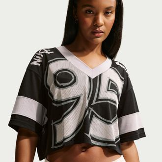 Nike Womens Nike Sportswear Oversized Cropped Jersey in Black | IQ0063-010