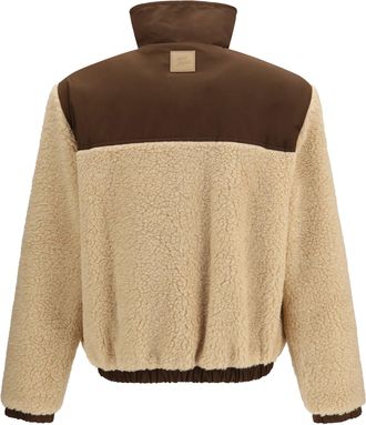 Ami Fleece and Nylon Panelled Jacket - Beige