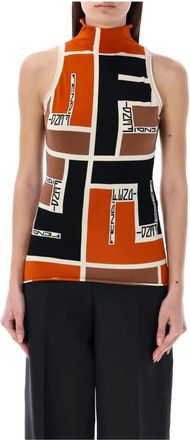 Fendi Halter Neck Topwear - Dames - Tops zonder mouwen - Veelkleurig - S - Polyester - Tops