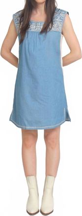 THML Clothing Lyla Vintage Inspired Dress In Denim Blue