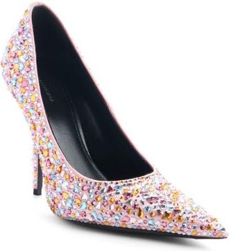Balenciaga Knife Embellished Pointed Toe Pump in Pink/Multicolor at Nordstrom, Size 10Us