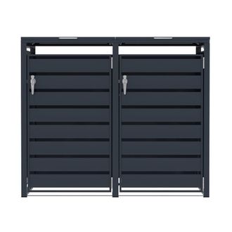 MonsterShop Double Wheelie Bin Metal Storage - Anthracite Grey