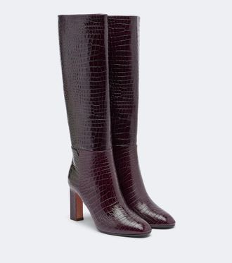 Aquazzura Sellier croc-effect leather knee-high boots