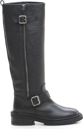 Via Roma 15 Tall Biker Boots With Central Zip And Adjustable Straps