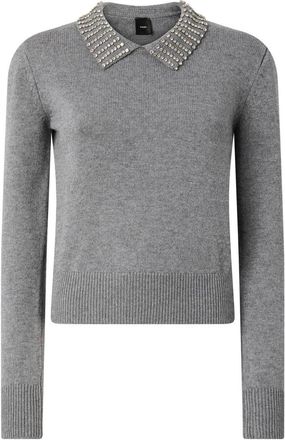 Pinko Ventotene Gebreide Top - Dames - Ronde hals truien - Grijs - XL - Truien & Vesten