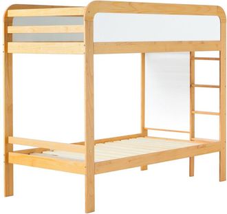 Walker Edison Modern Solid Wood Bunk Bed With Ladder, Twin-Over-Twin