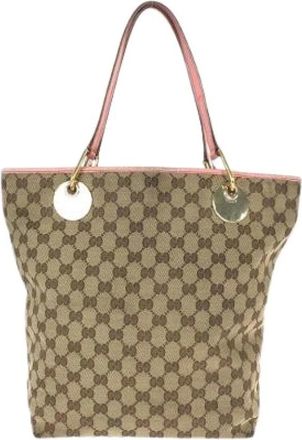 Gucci Pre-owned Tote Bags, female, Brown, Size: ONE SIZE Pre-owned Canvas Tote Bag