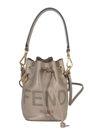 Fendi Fendi Gray Leather Tortora Vitello Cruise F Is Mini Mon Tresor Bucket Bag (Authentic Pre-Loved)