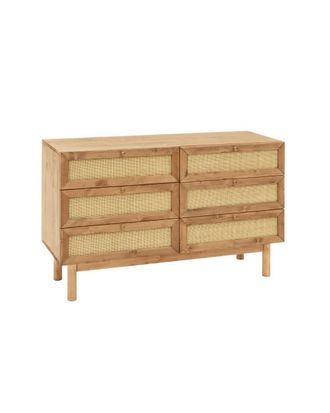 Deco Wood C&oacute;moda de madera maciza y con seis cajones tono envejecido de 76x120cm