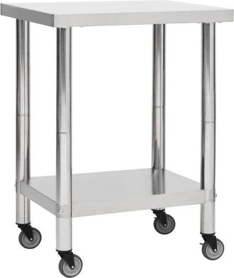 vidaXL Vidaxl - Mesa De Trabajo Para Cocina Con Ruedas Acero Inox 80x30x85 Cm