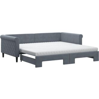 vidaXL Vidaxl - Sof&aacute; Cama Nido Con Colch&oacute;n Terciopelo Gris Oscuro 100x200 Cm