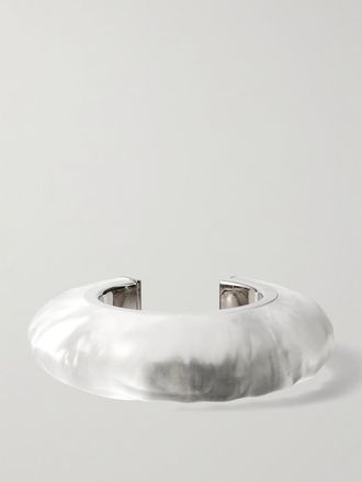 Alaia Bracciale Rigido In Metallo Argentato E Plexiglas Bumper - Argento
