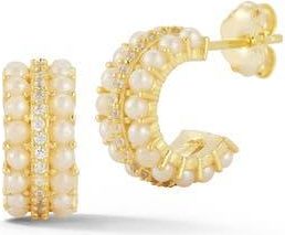 Glaze Jewelry Cultured Pearl Huggie Hoop Earrings in Gold at Nordstrom Rack