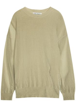 Our Legacy Slant Distressed Effect Wool Jumper - Beige - 36 (UK8 / S)