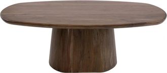 Mathi Design Mesa de centro ovalada de madera de acacia
