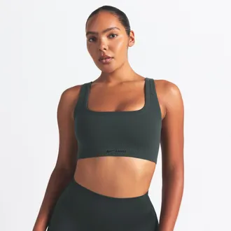 Nike Womens SKIMS Vintage Seamless Scoop Bra in Green | BRSPT2951-DKT