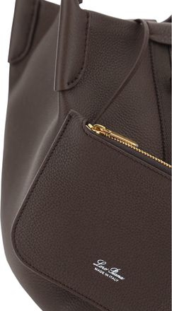 Loro Piana Womens Bucket Bag Bale Dark Chocolate Leather Locorice-Sun Go Calf (bos Taurus) Shoulder Locorice/sun