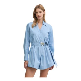 Pinko Pinko - Shyla Jumpsuit - Dames - Jumpsuits & Playsuits - Blauw - Maat: XL Katoen