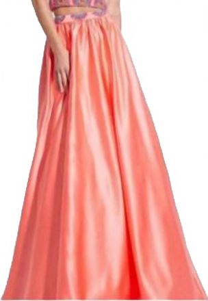 Rachel Allan Two Piece Beaded Dress In Coral