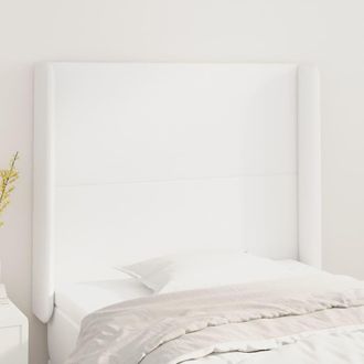 vidaXL Cabecero Con Orejas De Cuero Sint&eacute;tico Blanco 83x16x118/128 Cm Vidaxl