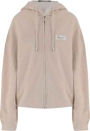 Jacquemus Beige Zip UP Logo Hoodie