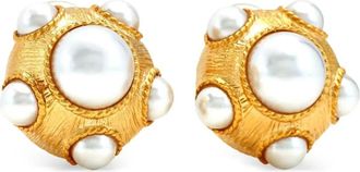 Kenneth Jay Lane Oorbellen met cabochon parel - Goud