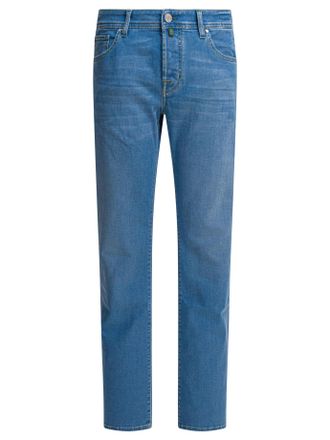 Jacob Cohen Mens Straight Leg Jeans - Light Blue Cotton - Size 37 (Waist)