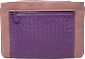 Bottega Veneta Pre-owned Clutches, female, Purple, Size: ONE SIZE Pre-owned Woven Nappa Clutch