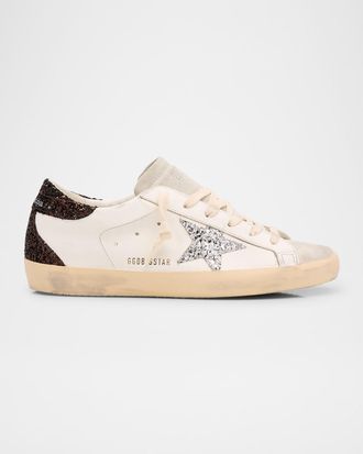 Golden Goose Super-Star Leather Glitter Low-Top Sneakers