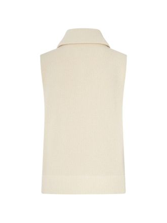 Maison Margiela Ribbed Knit Wool Vest - Ecru