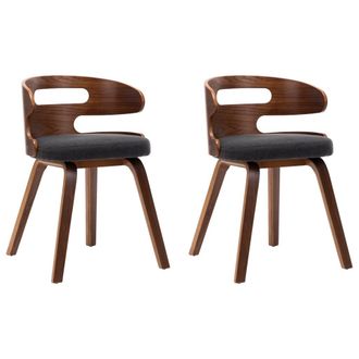 vidaXL Vidaxl - Sillas De Comedor 2 Unidades Madera Curvada Y Tela Gris Oscuro