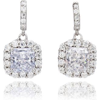 Suzy Levian Asscher Cut White Cubic Zirconia Drop Earrings at Nordstrom Rack