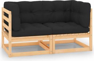 vidaXL Reposapi&eacute;s De Jard&iacute;n Con Cojines 2 Uds Madera Maciza De Pino Vidaxl