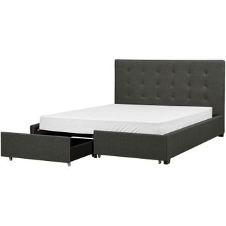 Beliani Letto contenitore tessuto grigio scuro con rete a doghe e cassetti 160 x 200 cm La Rochelle