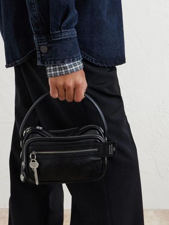 Acne Studios Camero Embellished Textured-Leather Messenger Bag