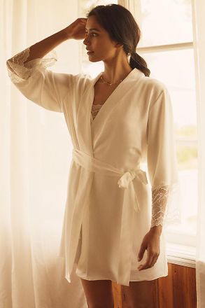 Flora Nikrooz Hazel Lace-Trim Satin Wrap Cover-Up