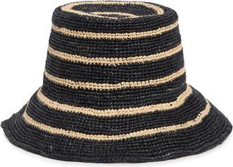 Vince Stripe Straw Cloche in Natural/black at Nordstrom, Size Small